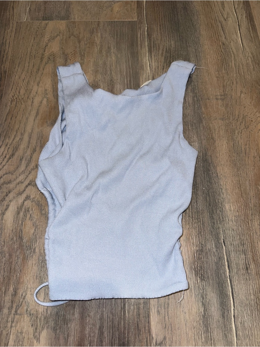 ILLA ILLA Light Blue Ribbed Square-Neck Tank